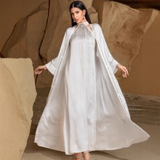 Two Piece Open Kaftan Women Long Dress Set Abaya Dubai Kimono Evening Robe Prom