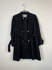 Full Circle Cotton Blend Mac Trench Coat Black Uk M 12 Military Belted