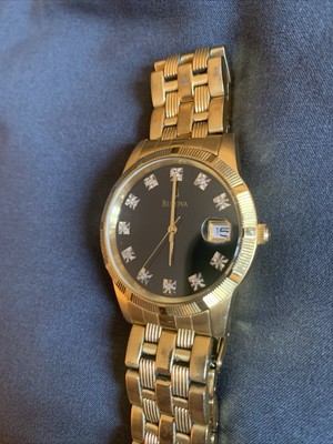 Bulova Gold/Black Tone Watch: RARE 11 Quartz Style - *New Battery 