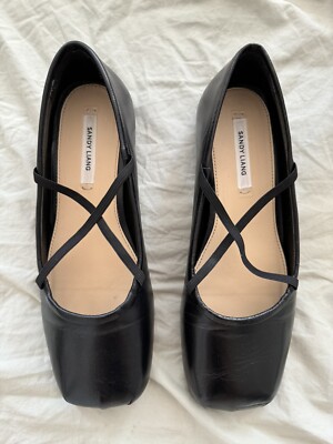 Sandy Liang Criss Cross Pointe In Black Nappa Sz 38 | eBay