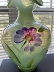 Fenton 2006 Splendor In Glass Opaline In Fern Overlay Vase