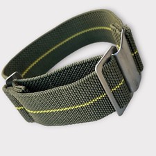 Parachute elastic NATO Strap 22 mm  oliv + dünn gelb gestreift Spangenband 9146