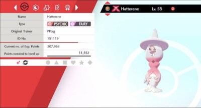 Pokemon Schwert & Schild Shiny Gigantamax Hatterene 6IV Max EVs