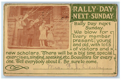 1919 Rally Day Next Sunday New Bedford Massachusetts MA Posted Postcard