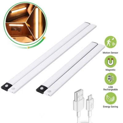 JUMACH LED Motion Sensor Under Cabinet Closet Light USB Rechargeable Kitchen Lamp Strip
