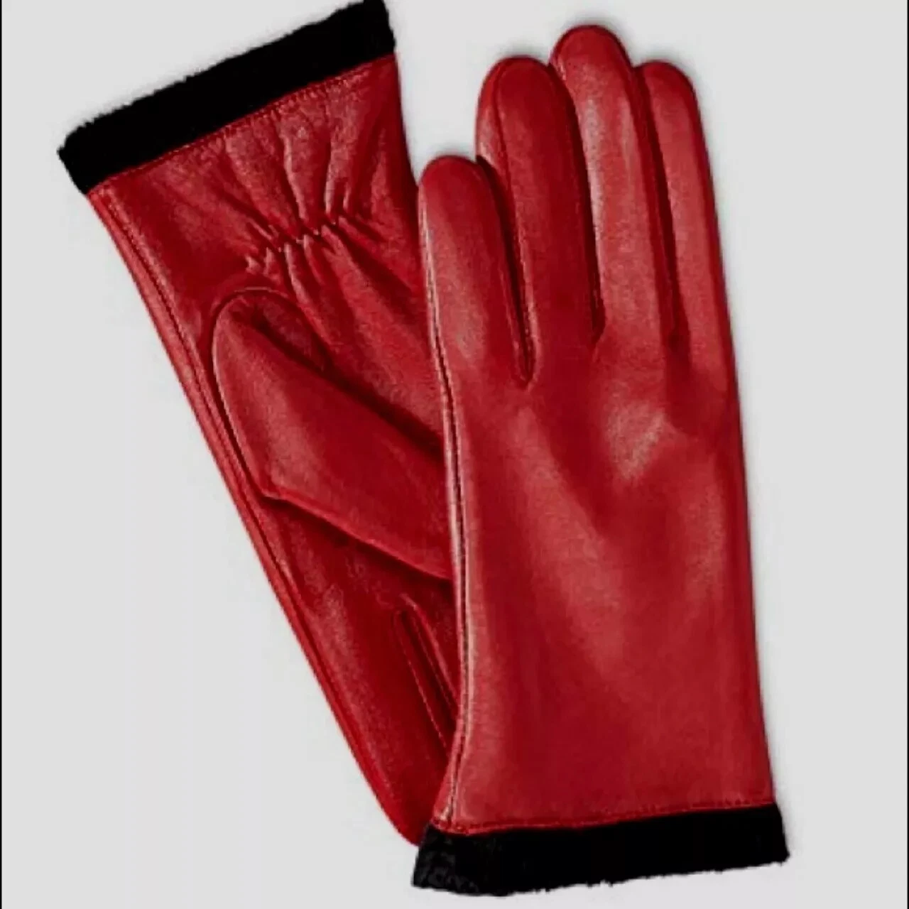 Charter Club Micro Faux Fur Lined Leather T Port Red S XS