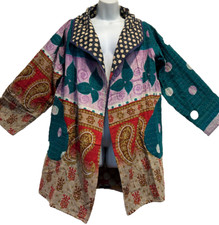 Nwt Funky Stuff Hippy Quilted Vintage Cotton Kantha Revesible Jacket Coat Top L