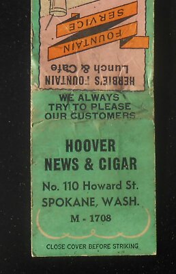 1930s Hoover News & Cigar Herbie's Fountain Lunch & Cafe 110 Howard Spokane WA