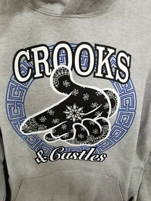 Crooks \u0026 Castles Air Gun Paisley Hoodie - Med - Grey | eBay