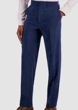  198 Nautica Men's Blue Modern-Fit Stretch Flat-Front Dress Pants Size 41W 32L