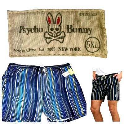 Psycho Bunny bright adkins stripe Swim Trunks shorts outdoor size 5xlt 54x9 new