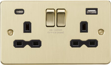 Knightsbridge Flat Plate Brushed Brass Full Range, Switches, Sockets & Dimmers!