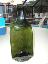 Glass Bottle Green Flat Melted Wine Cheese Tray Spoon Rest Trivet 11.5"