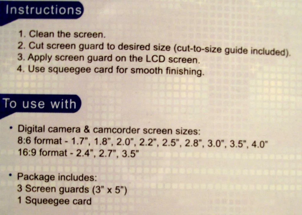 3 NEW Screen Guard LCD Protector For all screens up to 5" ( 1.5 to 5"). - Image 2 of 3