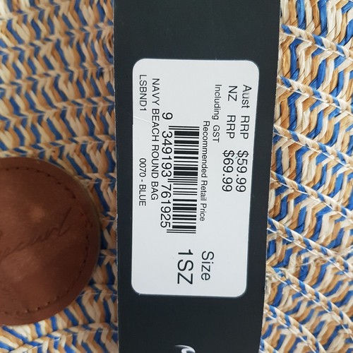 RIPCURL Multicooured Navy And Cream Woven Beach Round Bag NWT - Picture 17 of 18