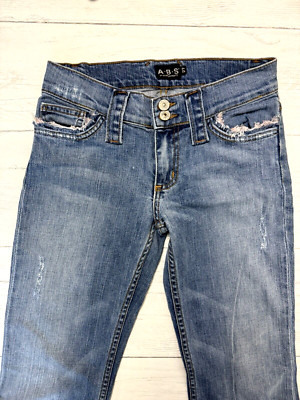 ABS by Allen Schwartz Jeans Women's US 27 VTG Bootcut Flare Blue Distressed