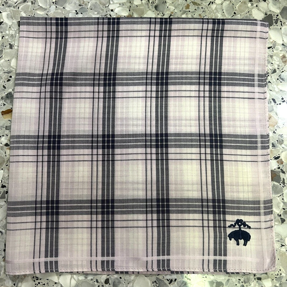 MAN HANKY BLANCO ROTO AZUL OSCURO CUADROS CLÁSICO DE COLECCIÓN ALGODÓN BOLSILLO ARTE CUADRADO 19” #B38 Foto 2 de 3