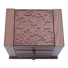 5 Layers Case Vintage Large Jewelry Organizer Wooden Storage Box w/ 4 Drawers