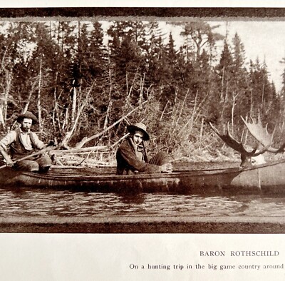Baron Rothschild Moose Hunting Hudson Bay 1906 Photo Plate Printing DWAA21