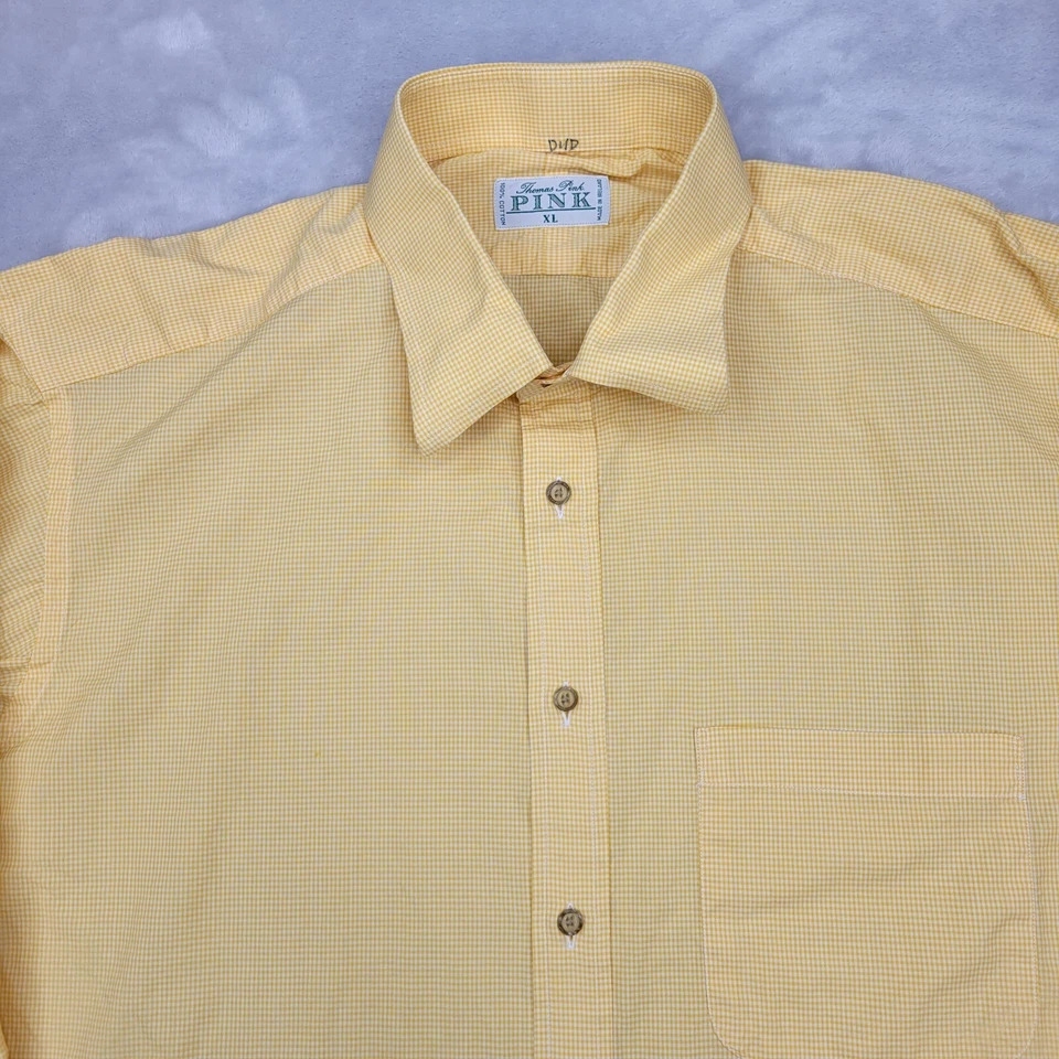 Camisa Thomas Rosa Para Hombres XL Vestido Oxford Traje Formal Abotonada A Cuadros De Colección Adulto Foto 2 de 4