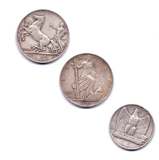 1927 1929 1936 Italy 5 & 10 Lire Silver Extra Fine rare date coins Emll. Vit.