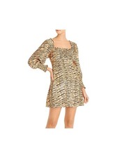 FAITHTHE BRAND Womens Yellow Tie Blouson Sleeve Mini Party Fit + Flare Dress M
