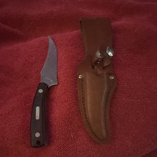 Schrade Vintage Hunting Knife Trailing Point Stainless Steel Blade Sheath