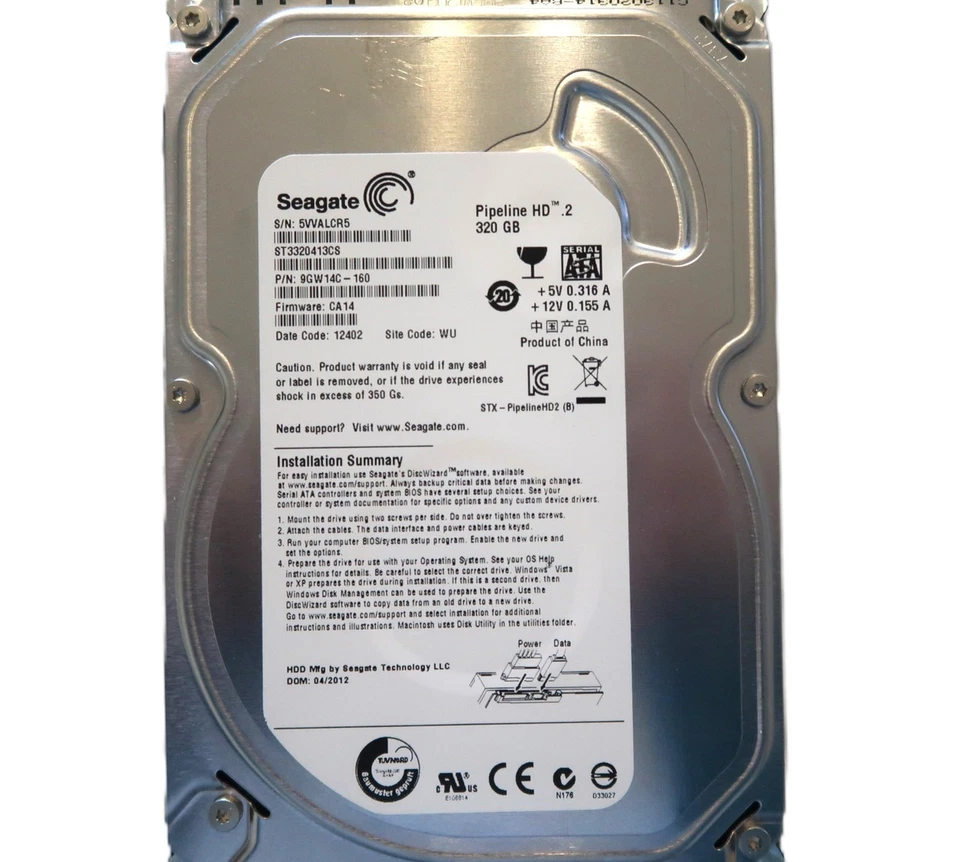 Seagate ST3320413CS 9GW14C-160 CA14 (5VV) WU China 320gb 3.5" Sata HDD 2012 - Image 3 of 4