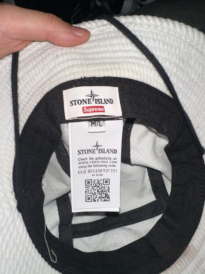 Sombrero Cubo Stone Island Supreme Pana Off White Logo Auténtico Talla M/L Foto 2 de 3