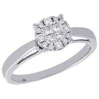 JFL 14K WeißGold SolitäR-Diamant-Verlobungsring Prinzess & Rundschliff 0,25 Ct