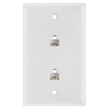 Double RJ11 Connector Phone Wall Plate Jack 6P6C Telephone Dual Jack