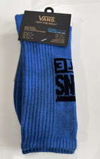 New Men's VANS Logo Sport Skater Surfer Crew Cut Socks Size 6.5-9 Cool Max Blue