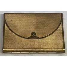 Vintage Coty Metal Compact Envelope Shape Trifold Makeup Case Brass Look