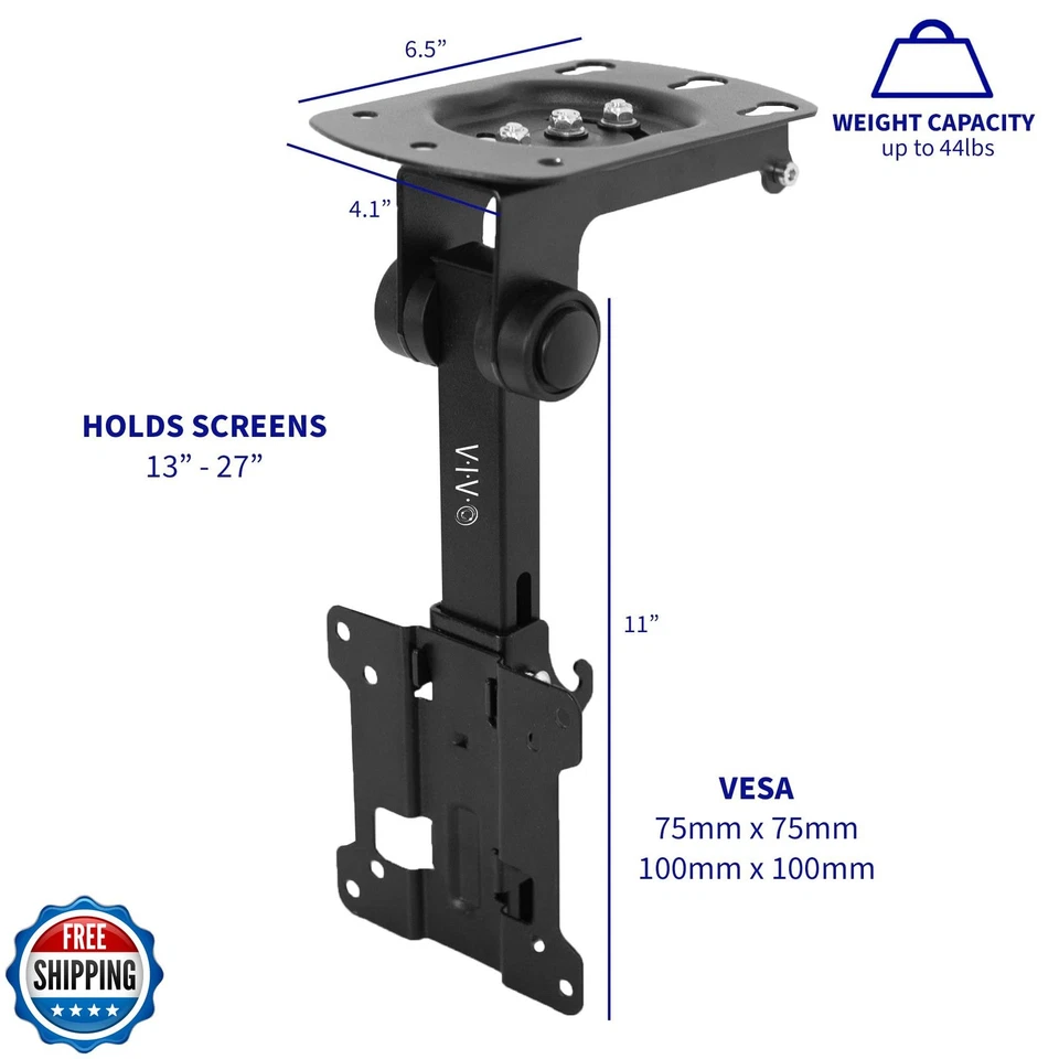 VIVO Manual Flip Down Ceiling Mount for 13 to 27 inch Flat Screens, Folding T - Image 2 of 4