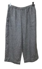 Chicos Size 2 Pants Women  s Size M 100 Linen Cropped Wide Leg Pants Lagenlook