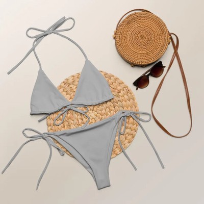 Pale Grey Women String Bikini Swimsuit