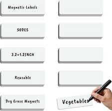 50Pcs Magnetic Dry Erase Labels Whiteboard Magnets Size 3.2"x1.2" Magnetic