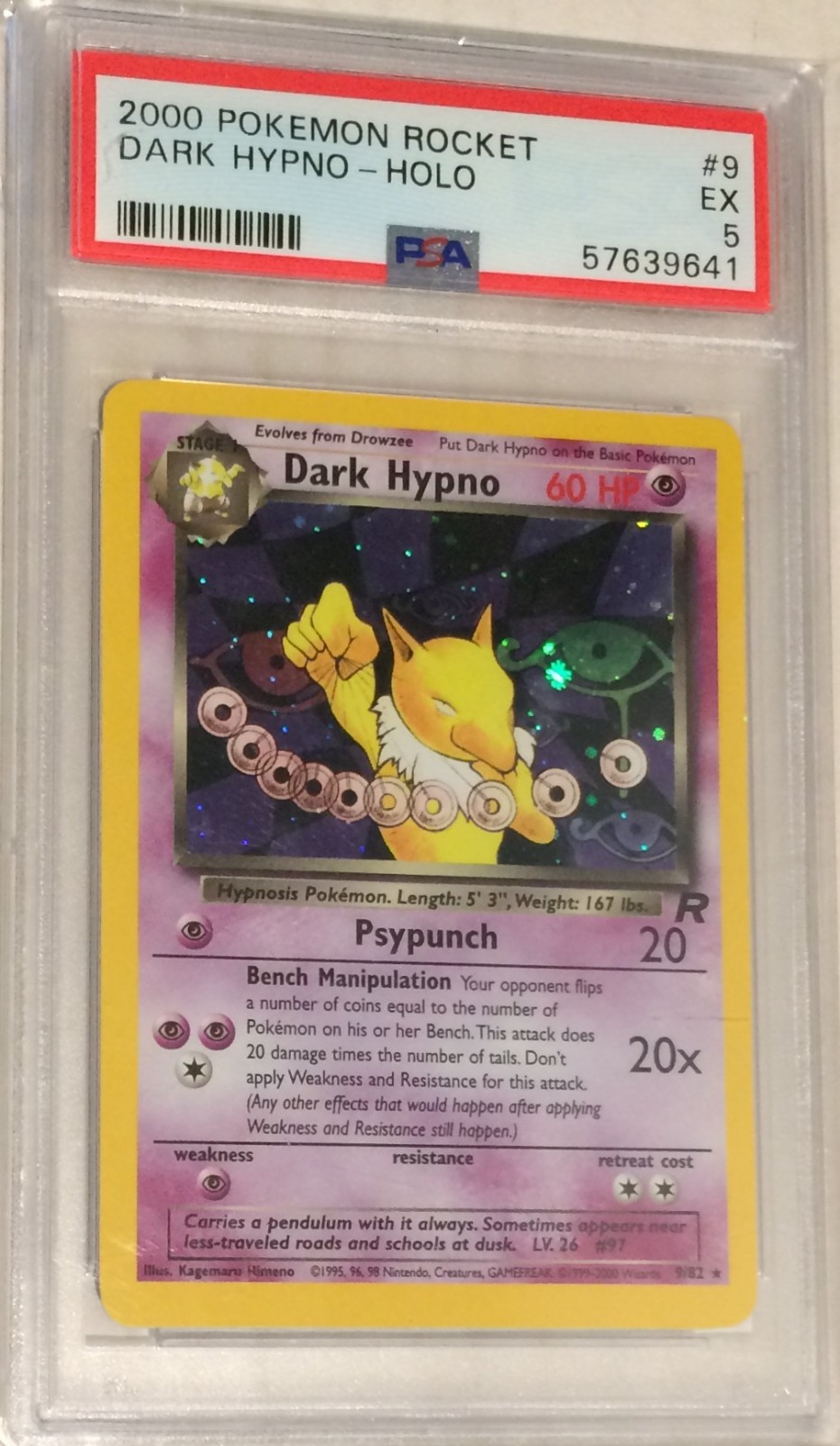 2000 WOTC Pokemon Team Rocket PSA 5 Dark Hypno Holo Rare #9