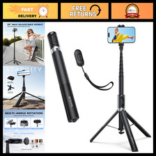 65" Phone Tripod Selfie Stick - Remote Control, Cold Shoe, Aluminum Stand for