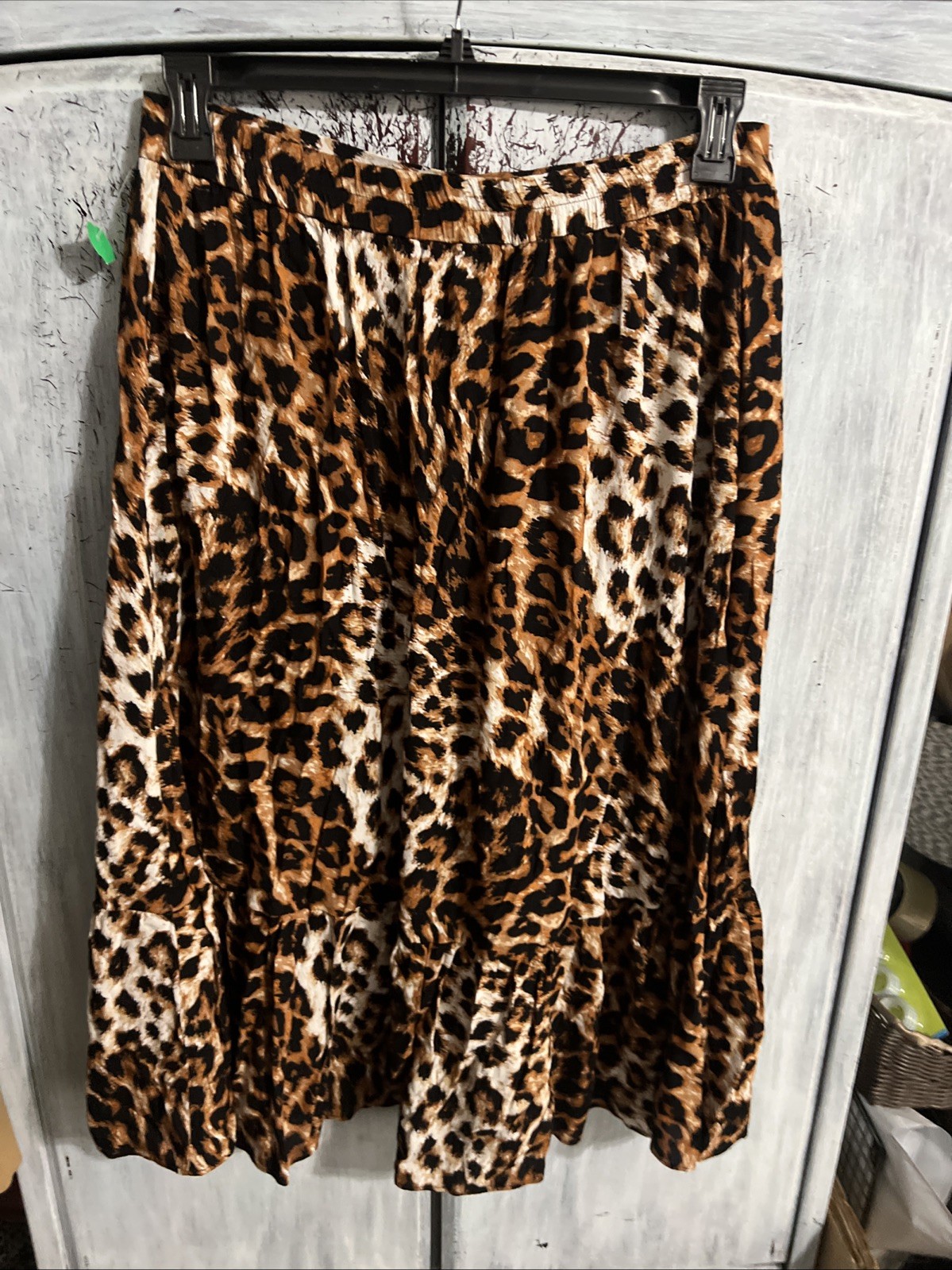 Talbots ruffled button up leopard maxi skirt larg… - image 6