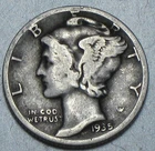 1935-S Mercury Dime 90% SILVER Coin Circulated