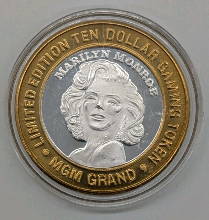 MGM GRAND Las Vegas $10 TEN Dollar Gaming Token .999 Fine Silver Marilyn MONROE
