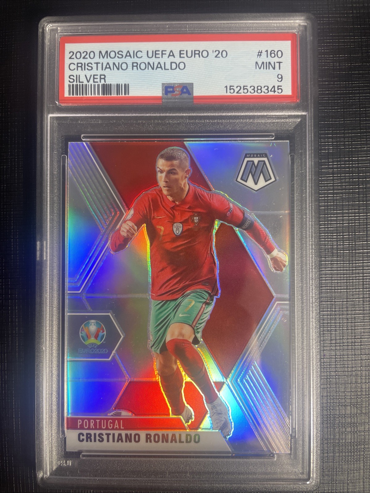 PSA 9 Cristiano Ronaldo Mosaic 2020 Silver Euro UEFA Soccer view 1