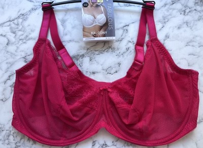 MARKS & SPENCER Fabulous Deep Pink Floral Mesh Lace Balcony Underwired Bra 44G