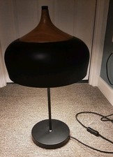 Dar Gaucho Light Table Lamp In Matt Black & Wood Finish Great Condition + bulbs