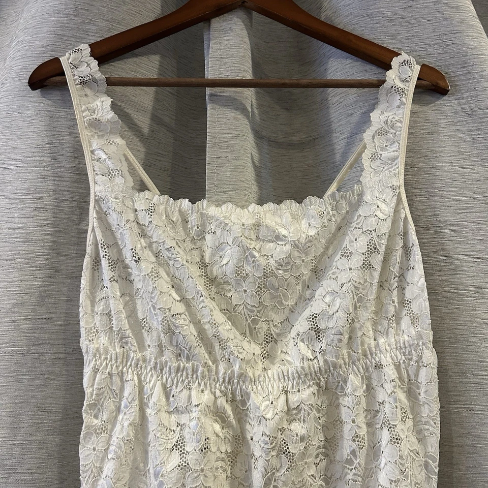 Camiseta sin mangas Y2K de encaje transparente cami lencería núcleo coqueta hada talla 3X blanca Foto 3 de 4