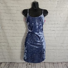 NWT Forever 21 crushed Velvet Mini Slip Dress Sz S Blue NYE Whimsygoth Y2k 90s