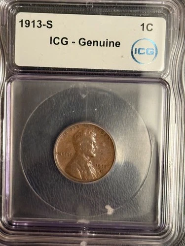 1913 S Cent Lincoln, Wheat  ICG Genuine Fine Condition