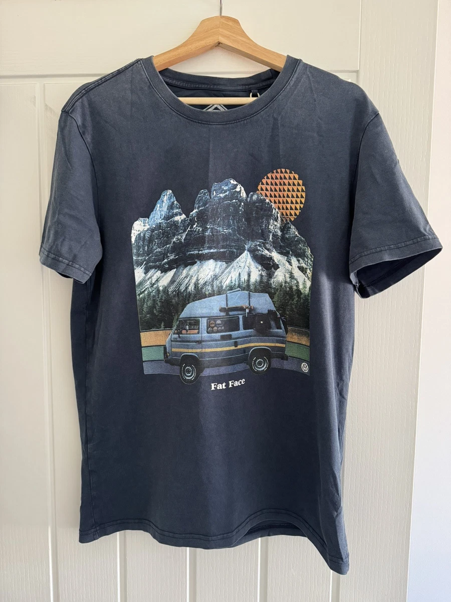 T-Shirt Homme Fat Face – Manches Courtes Col Ras – Bleu Rayé – Taille L