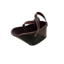 Vintage Brown Leather pipe Basket Style Mate Set Bag